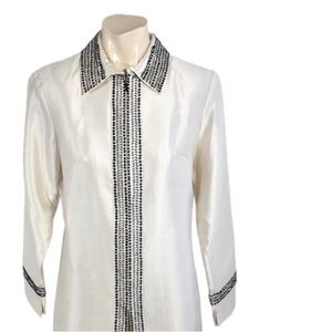Victor costa occasion cream sequin tunic dress evening wear wedding size XS